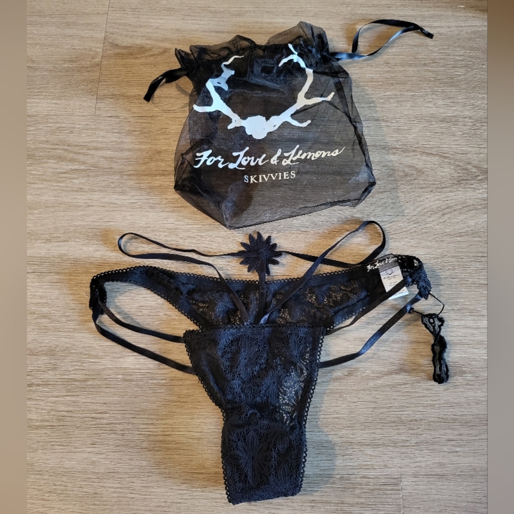 For Love And Lemons Black Lace Panties